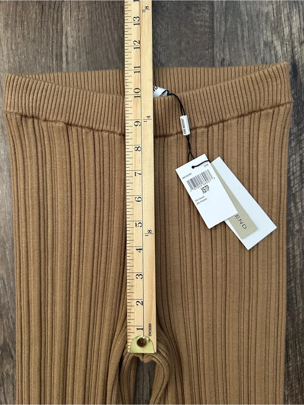 Jason Wu High Stretch Ribbed Straight Pants Women’s Size XS Tan Brown